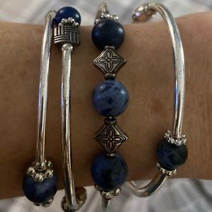 alabaster blue and silver bangle bracelet.